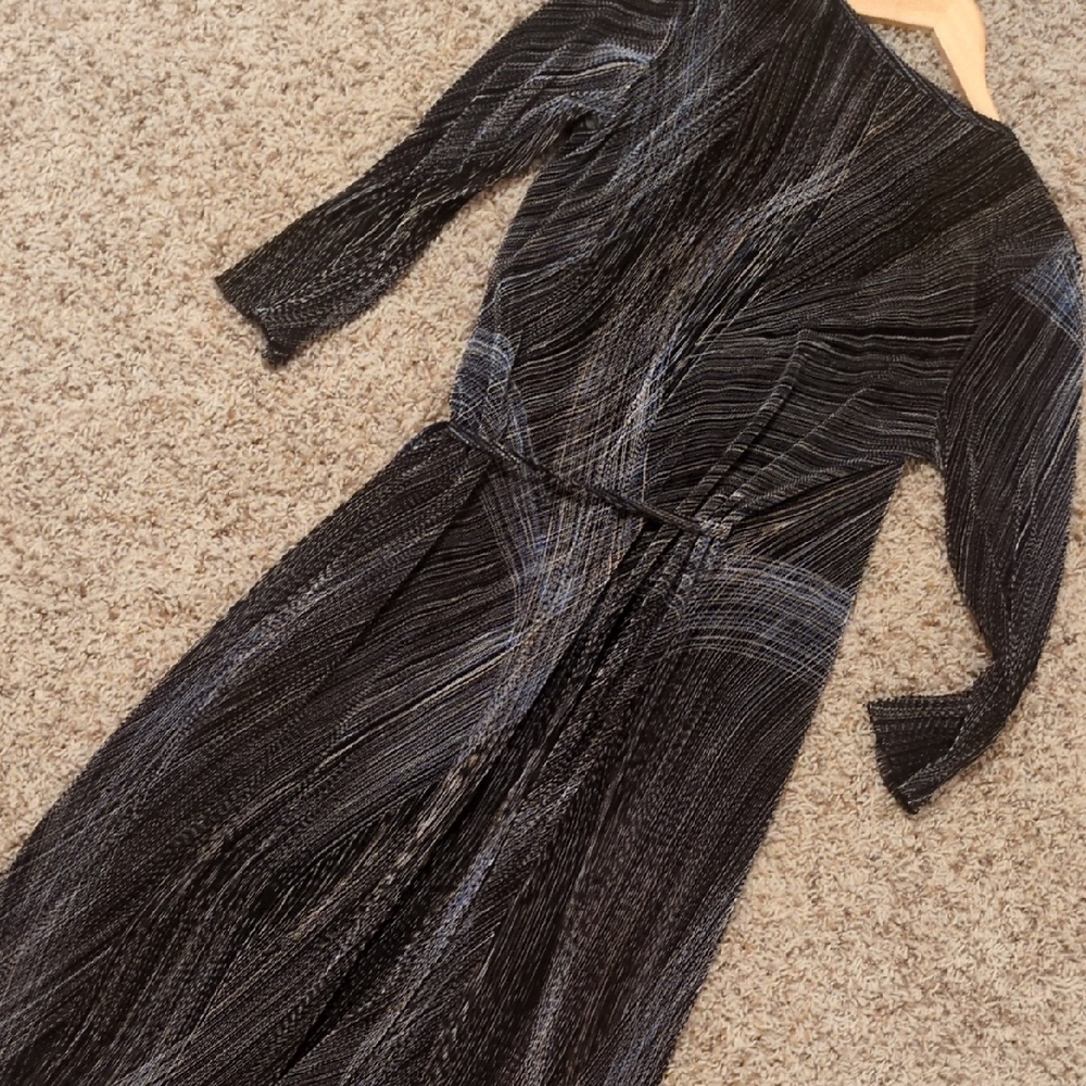 Vintage Arden B Y2K Black and Silver Midi Wrap Dress - Picture 5 of 5
